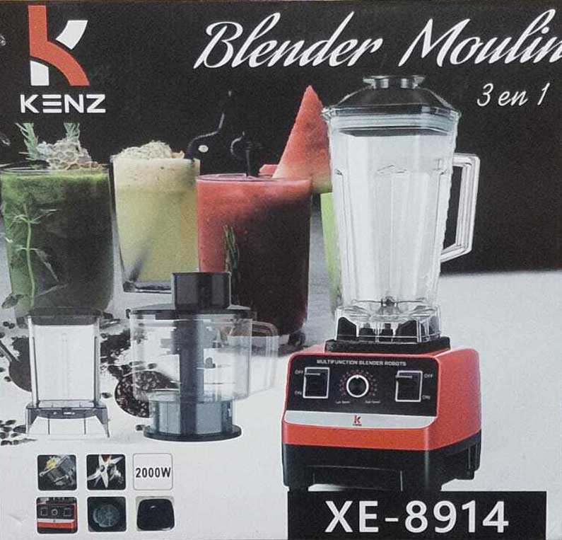 Kenz Blender multifonction 3 en 1 Capacité 2 litres 2000W