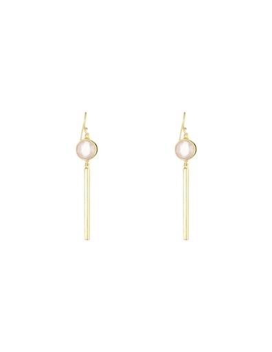[3E/C366Roj] Boucles d'oreilles Moonstone 'Solange' Quartz Rose (3E/C366Roj)