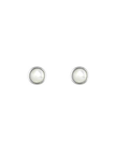 [3E/A661Bl] Boucles d'oreilles Moonstone 'Lou' ornées de Nacre (3E/A661Bl)