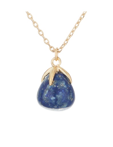 [3C/S0749Bj] Collier Moonstone 'Raven' Lapis et laiton doré (3C/S0749Bj)