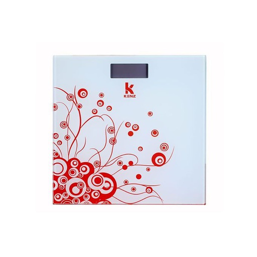[RTC3051] Kenz Pèse Personnes Électronique en verre trempé | max 150 kg | Balance Electronique Rouge