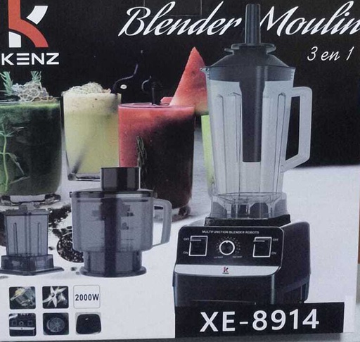 [XE-8914NOIR] Kenz Blender multifonction 3 en 1 Capacité 2 litres 2000W