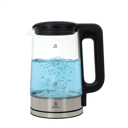 [LX-K527] Luxus Bouilloire Électrique en Verre 1,8 Litre – 1500W – Éclairage LED Bleu – Arrêt Automatique – Design Inox &amp; Verre
